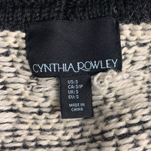 Cynthia Rowley Wool Alpaca south West Santa Fe fire black white cardigan sweater - Picture 10 of 10